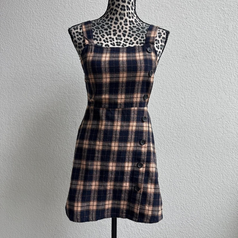 Wild Fable black and beige plaid mini dress size XS